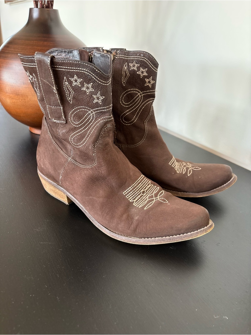 Boutique 9 BT JOLISA Boho Suede Cowgirl Ankle Boots, Western Fringe, Zip, 10 M